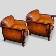 Pair of Edwardian leather club chairs