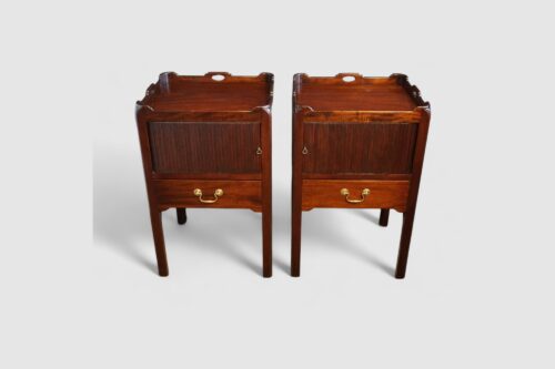 Pair of mahogany tray top bedsides