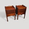 Pair of mahogany tray top bedsides angle