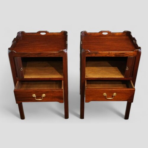 Pair of mahogany tray top bedsides interior (2)