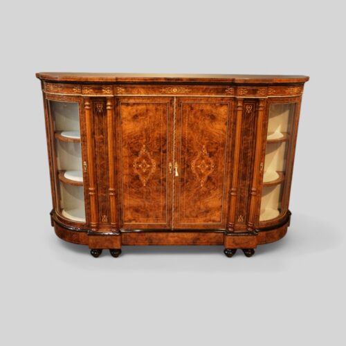 Victorian inlaid walnut credenza