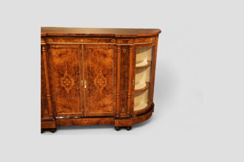 Victorian inlaid walnut credenza end