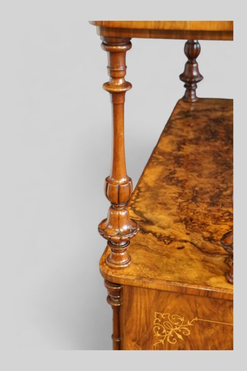 Victorian inlaid walnut drinks cabinet column