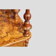 Victorian inlaid walnut drinks cabinet turning detail