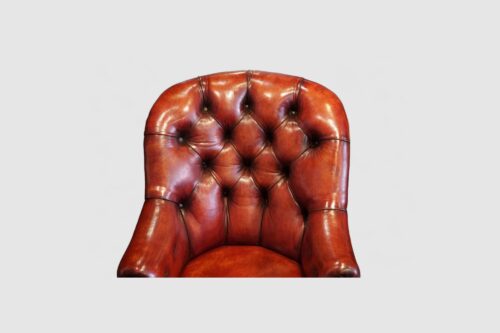 Victorian mahogany library reading chair deep button back