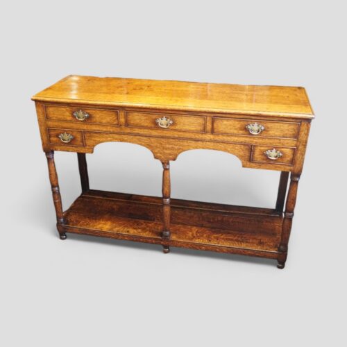 Antique oak South Wales pot board dresser angle
