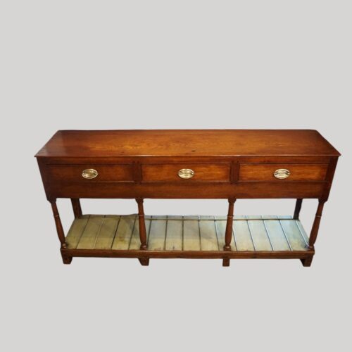 Antique oak painted pot board dresser base front