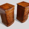 Pair of Victorian burr walnut bedside chests angle