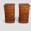 Pair of Victorian burr walnut bedside chests front