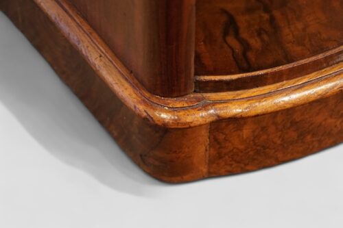 Pair of Victorian burr walnut bedside chests plinth detail