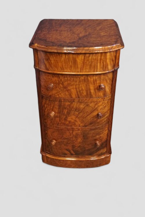 Pair of Victorian burr walnut bedside chests single