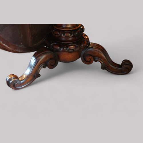 Victorian walnut circular dining table base detail
