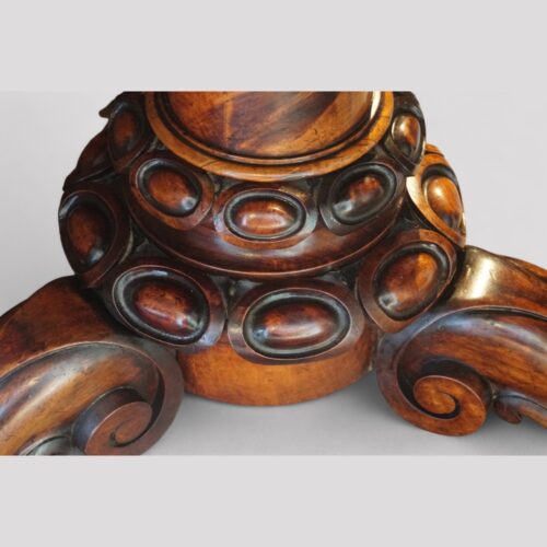Victorian walnut circular dining table collar