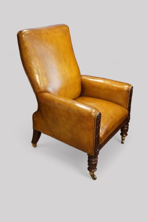 William IV mahogany library chair angle