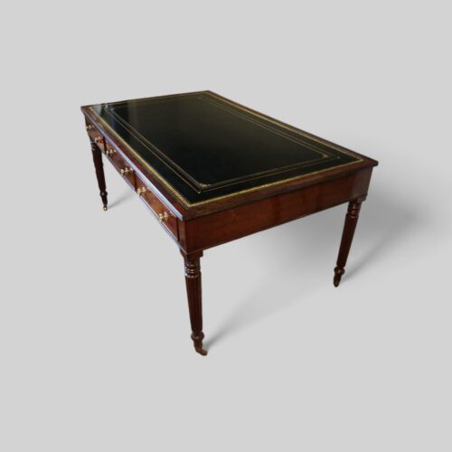 19thc mahogany partners writing table leather top