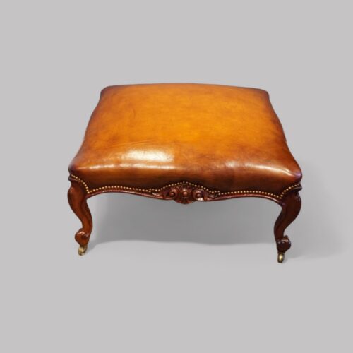 Large Victorian leather stool