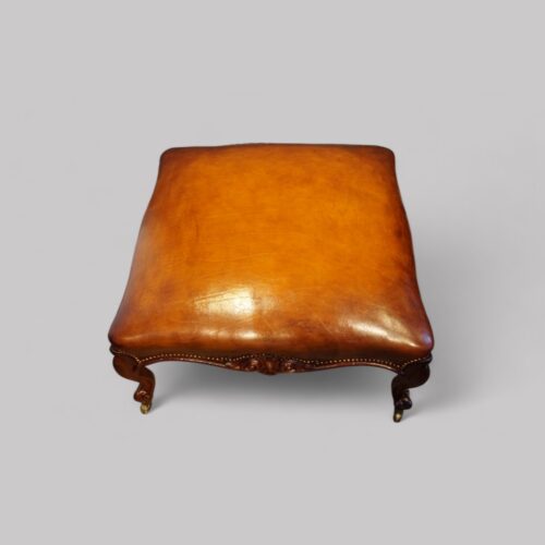 Large Victorian leather stool seat