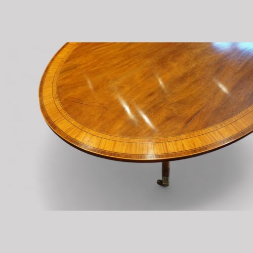 Oval mahogany cross banded dining table top end