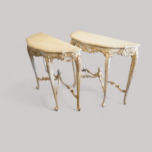 Pair of French console tables sides angle