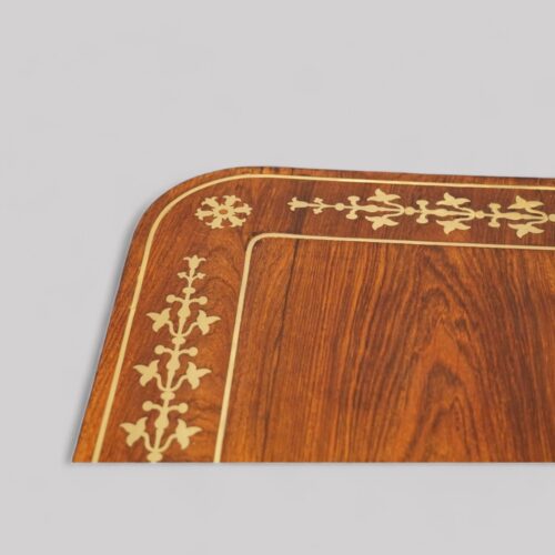 Regency brass inlaid library table brass inlay detail