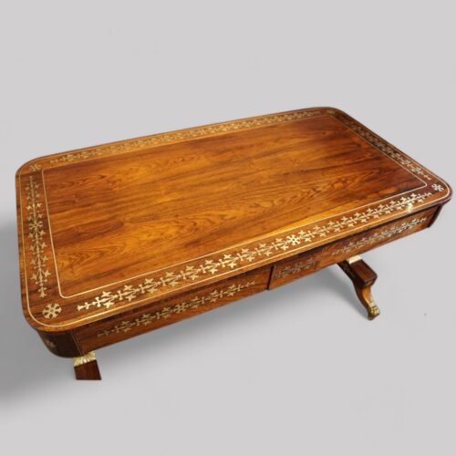 Regency brass inlaid library table top