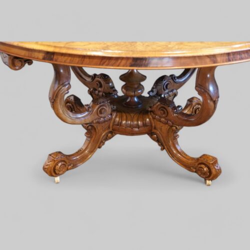 Victorian inlaid walnut basket base table base