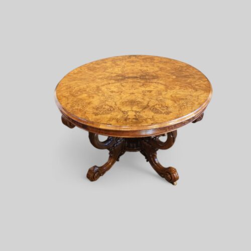 Victorian inlaid walnut basket base table end