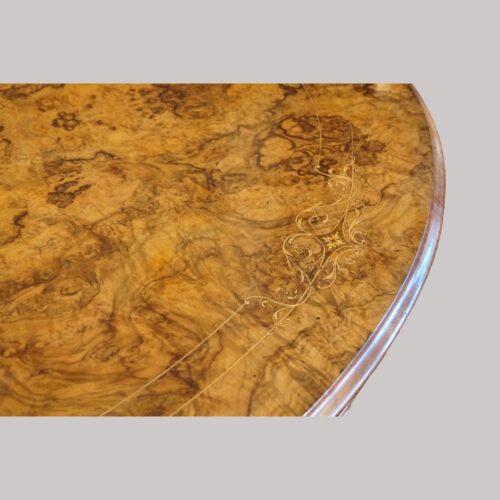 Victorian inlaid walnut basket base table inlay