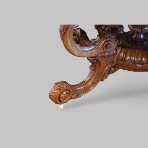 vVictorian inlaid walnut basket base table leg