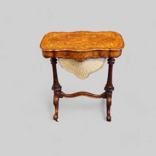 Victorian inlaid walnut sewing table