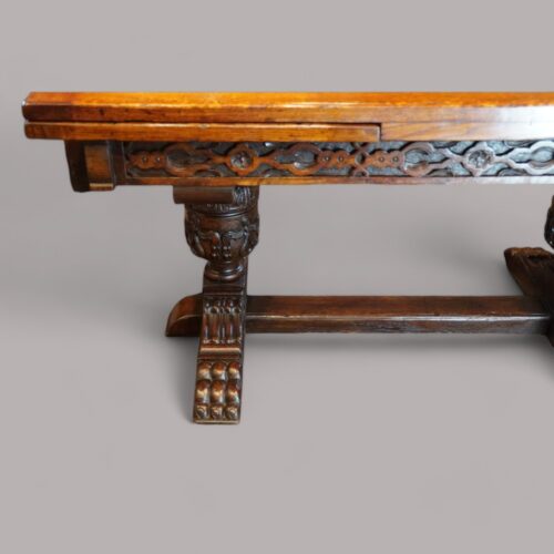 16 seat oak refectory drawleaf carved toes