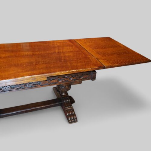 16 seat oak refectory drawleaf end leaf