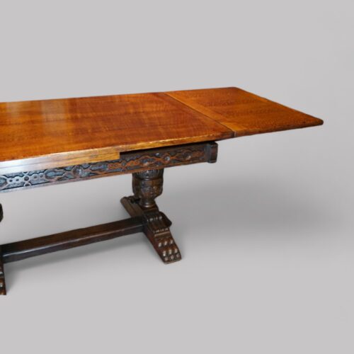 16 seat oak refectory drawleaf end leaf out