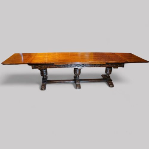 16 seat oak refectory draw leaf