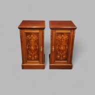 Pair Edwardian inlaid bedside cabinets