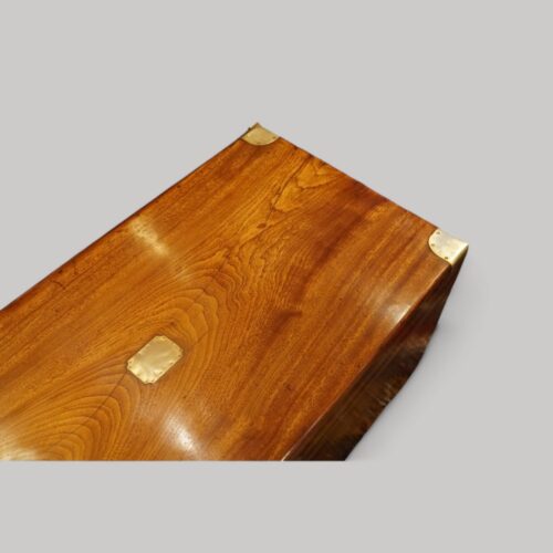 Victorian camphorwood campaign trunk top detail