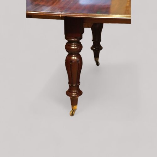 Antique mahogany extending dining table leg view