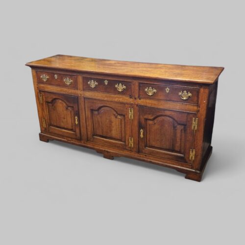 Antique oak cupboard dresser base angle