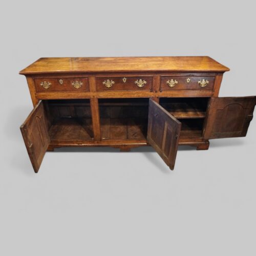 Antique oak cupboard dresser base doors open