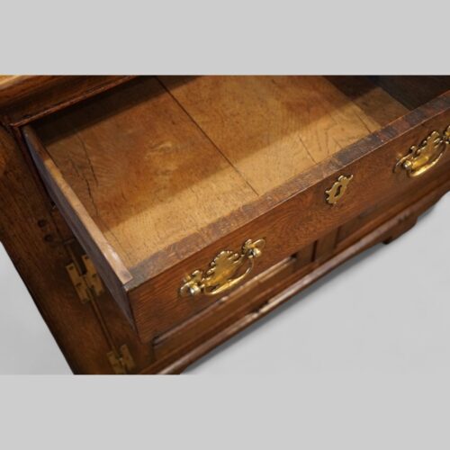 Antique oak cupboard dresser base drawer lining