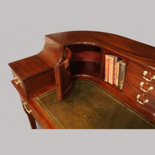 Edwardian mahogany Carlton House desk cupboard interior