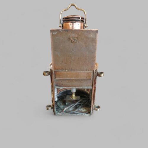 Large copper masthead ships lamp by Telford Crier and Mackay Ltd interior