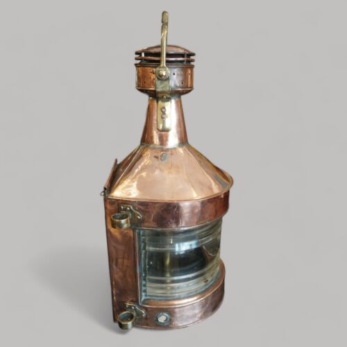Large copper masthead ships lamp by Telford Crier and Mackay Ltd side