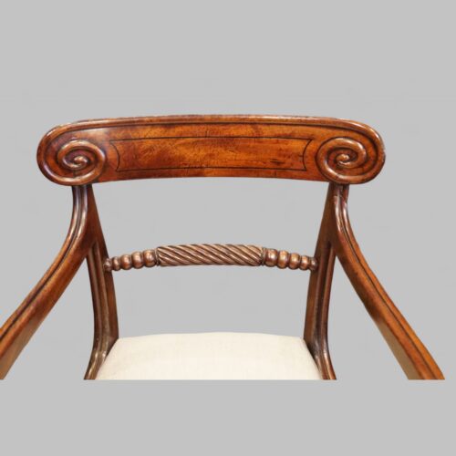 Regency mahogany desk chair back rail