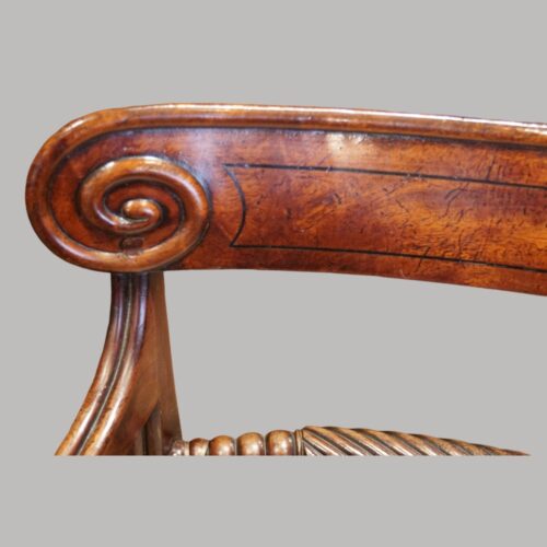 Regency mahogany desk chair black line
