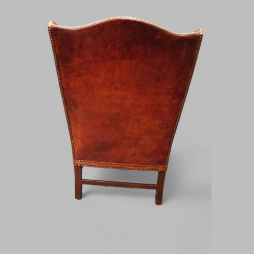 Tortoiseshell leather wing chair rear