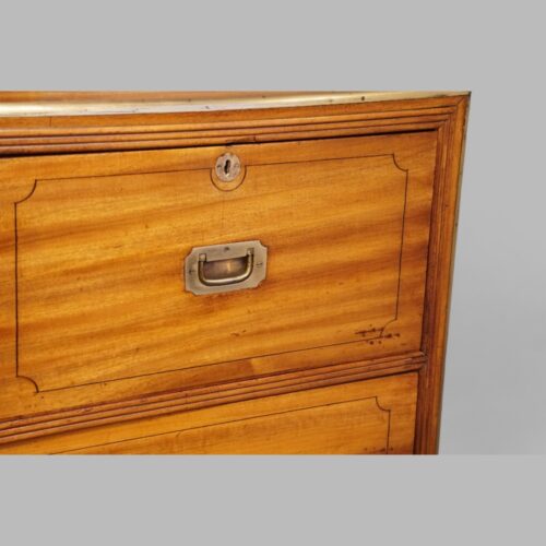 Victorian camphorwood military chest line inlay