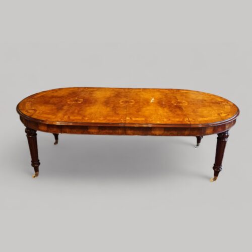 Victorian walnut marquetry dining table