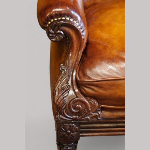 William IV rosewood library chair arm and leg