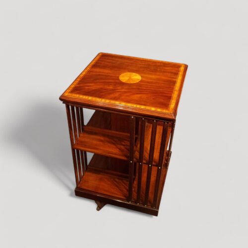Edwardian inlaid mahogany revolving bookcase